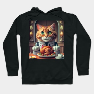 Thanksgiving robotic cat turkey dinner Hoodie